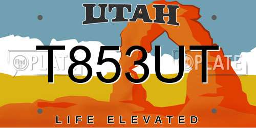 T853UT Utah License Plate
