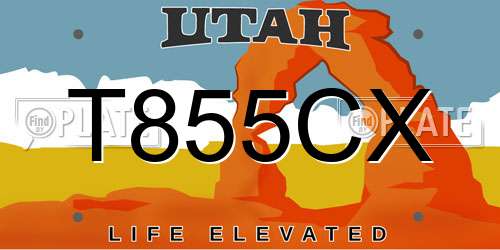 T855CX Utah License Plate