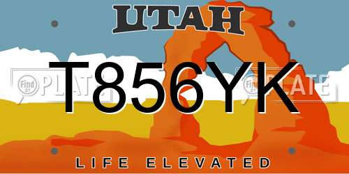 T856YK Utah License Plate