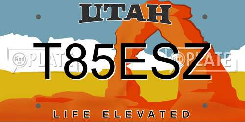 T85ESZ Utah License Plate
