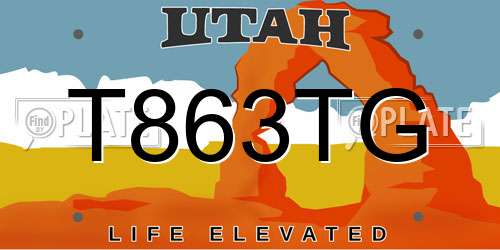 T863TG Utah License Plate