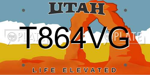 T864VG Utah License Plate