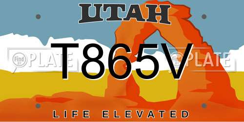 T865V Utah License Plate