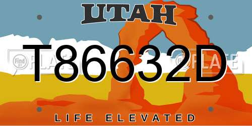 T86632D Utah License Plate