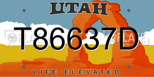 T86637D Utah License Plate