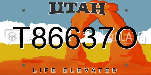 T86637O Utah License Plate