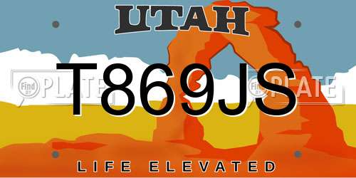 T869JS Utah License Plate