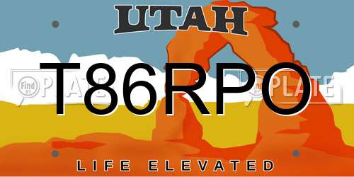 T86RPO Utah License Plate