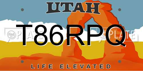 T86RPQ Utah License Plate