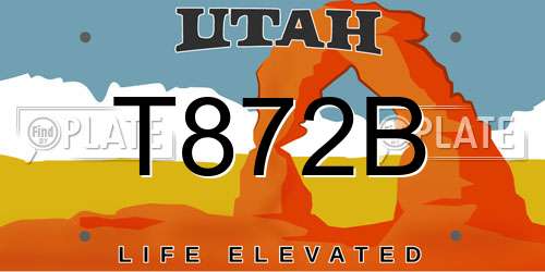T872B Utah License Plate