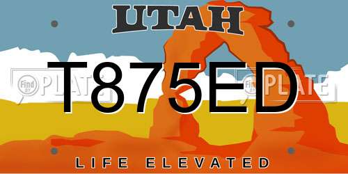 T875ED Utah License Plate