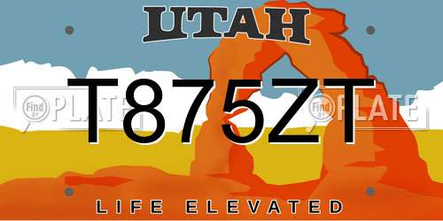 T875ZT Utah License Plate