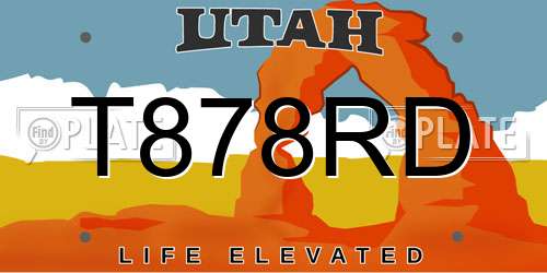 T878RD Utah License Plate