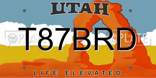 T87BRD Utah License Plate