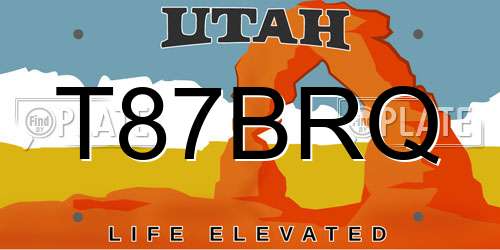 T87BRQ Utah License Plate