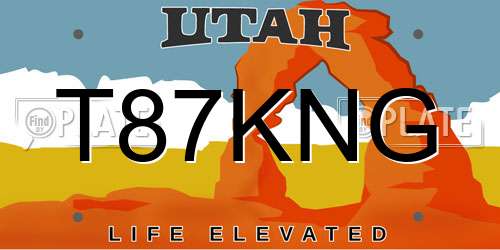 T87KNG Utah License Plate