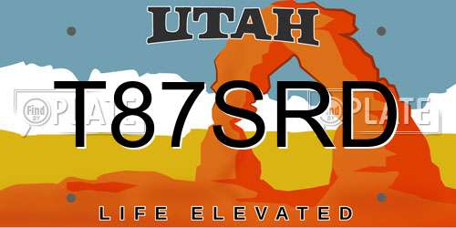 T87SRD Utah License Plate