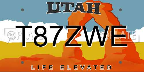 T87ZWE Utah License Plate