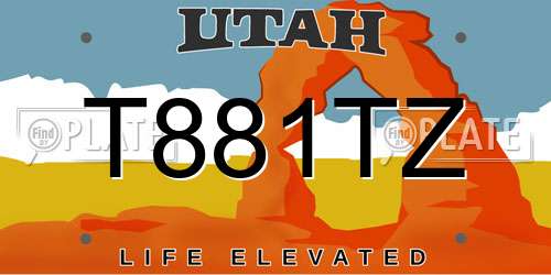 T881TZ Utah License Plate