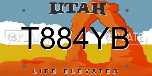 T884YB Utah License Plate