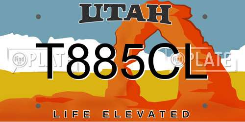 T885CL Utah License Plate