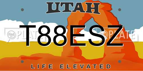 T88ESZ Utah License Plate