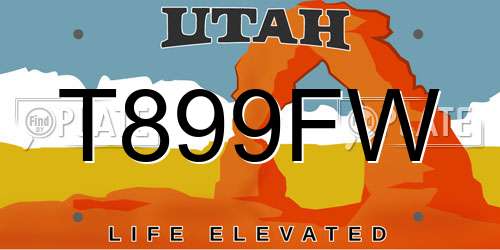 T899FW Utah License Plate