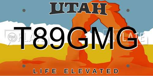 T89GMG Utah License Plate