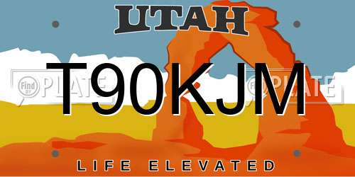 T90KJM Utah License Plate