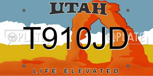 T910JD Utah License Plate
