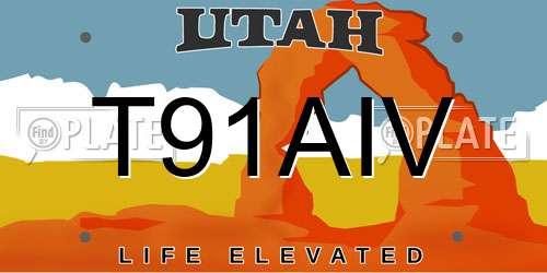 T91AIV Utah License Plate