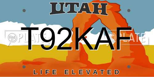 T92KAF Utah License Plate