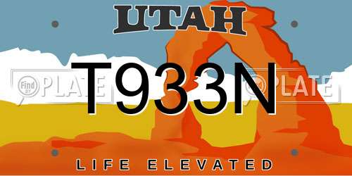 T933N Utah License Plate