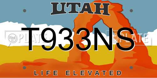 T933NS Utah License Plate