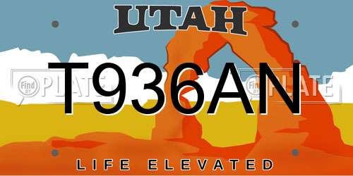 T936AN Utah License Plate
