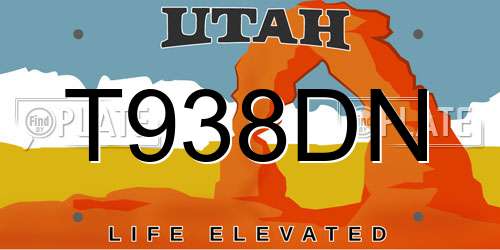 T938DN Utah License Plate
