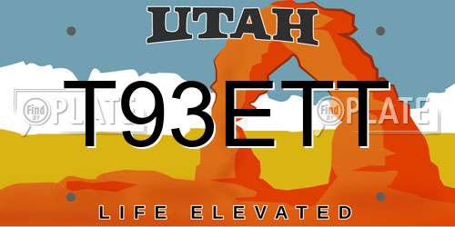 T93ETT Utah License Plate