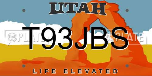 T93JBS Utah License Plate