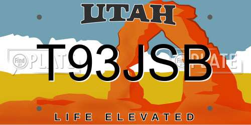 T93JSB Utah License Plate