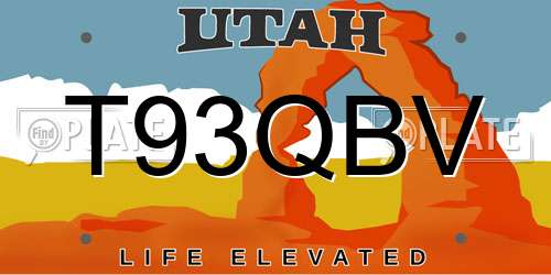 T93QBV Utah License Plate