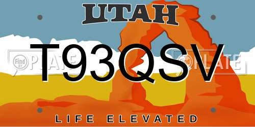 T93QSV Utah License Plate