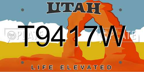 T9417W Utah License Plate