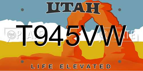 T945VW Utah License Plate