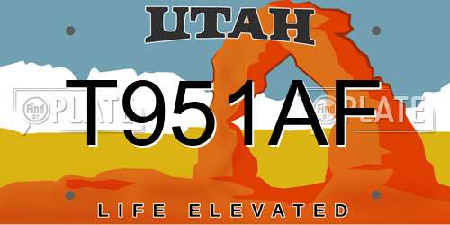 T951AF Utah License Plate
