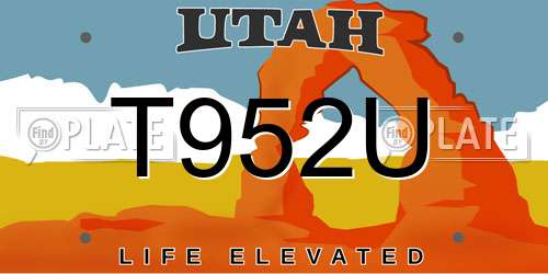 T952U Utah License Plate