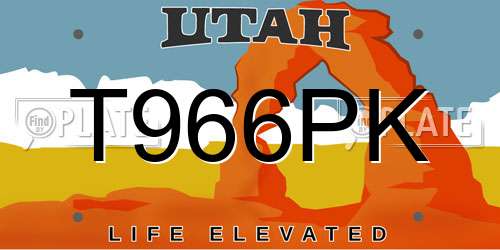 T966PK Utah License Plate
