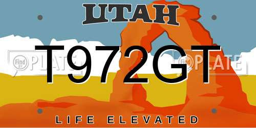 T972GT Utah License Plate