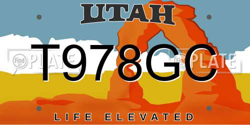 T978GC Utah License Plate