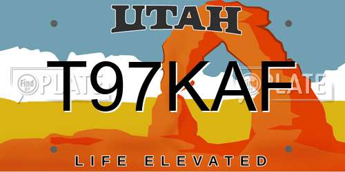 T97KAF Utah License Plate