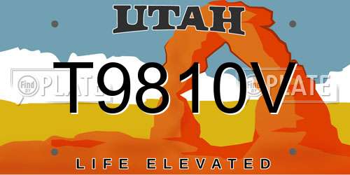T9810V Utah License Plate